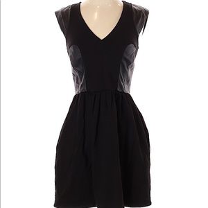 {French Connection} LBD with Faux Leather Detail